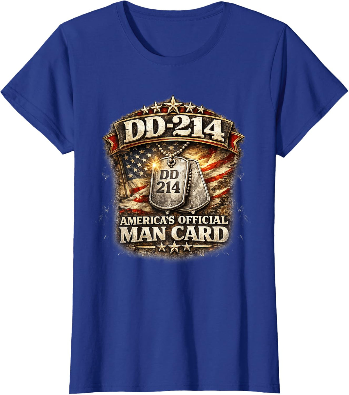 DD-214 Veteran Shirt America's Official Man Card Patriotic T-Shirt - Royal Blue