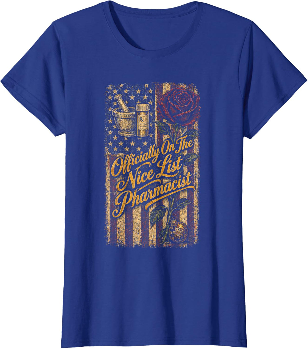 Officially On The Nice List Pharmacist Vintage T-Shirt - Royal Blue