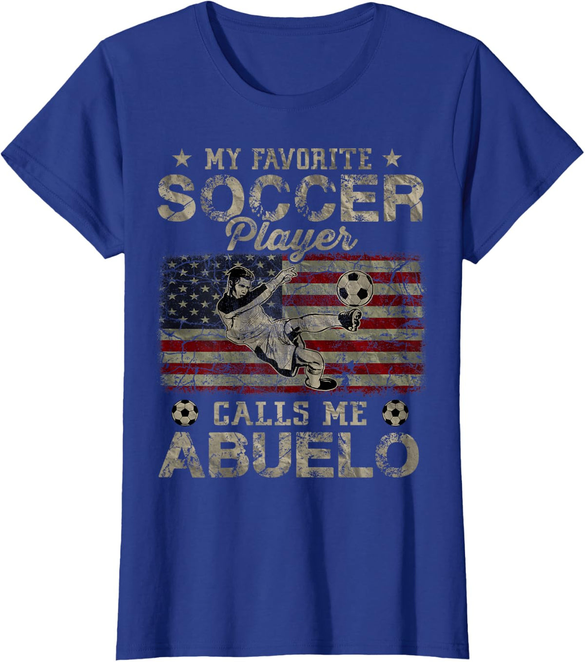 My Favorite Soccer Player Calls Me Abuelo USA Flag T-Shirt - Royal Blue