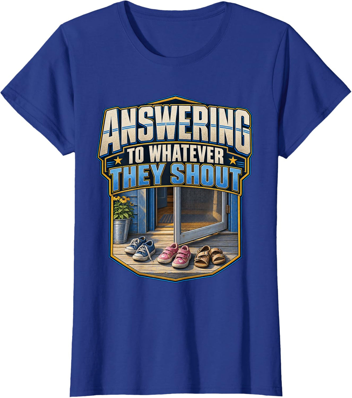 Answering to Whatever They Shout Grandpa Graphic Gift T-Shirt - Royal Blue