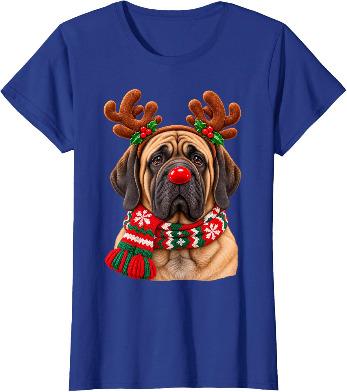 Christmas Mastiff Reindeer Dog Lover Mastiff Mom T-Shirt - Royal Blue