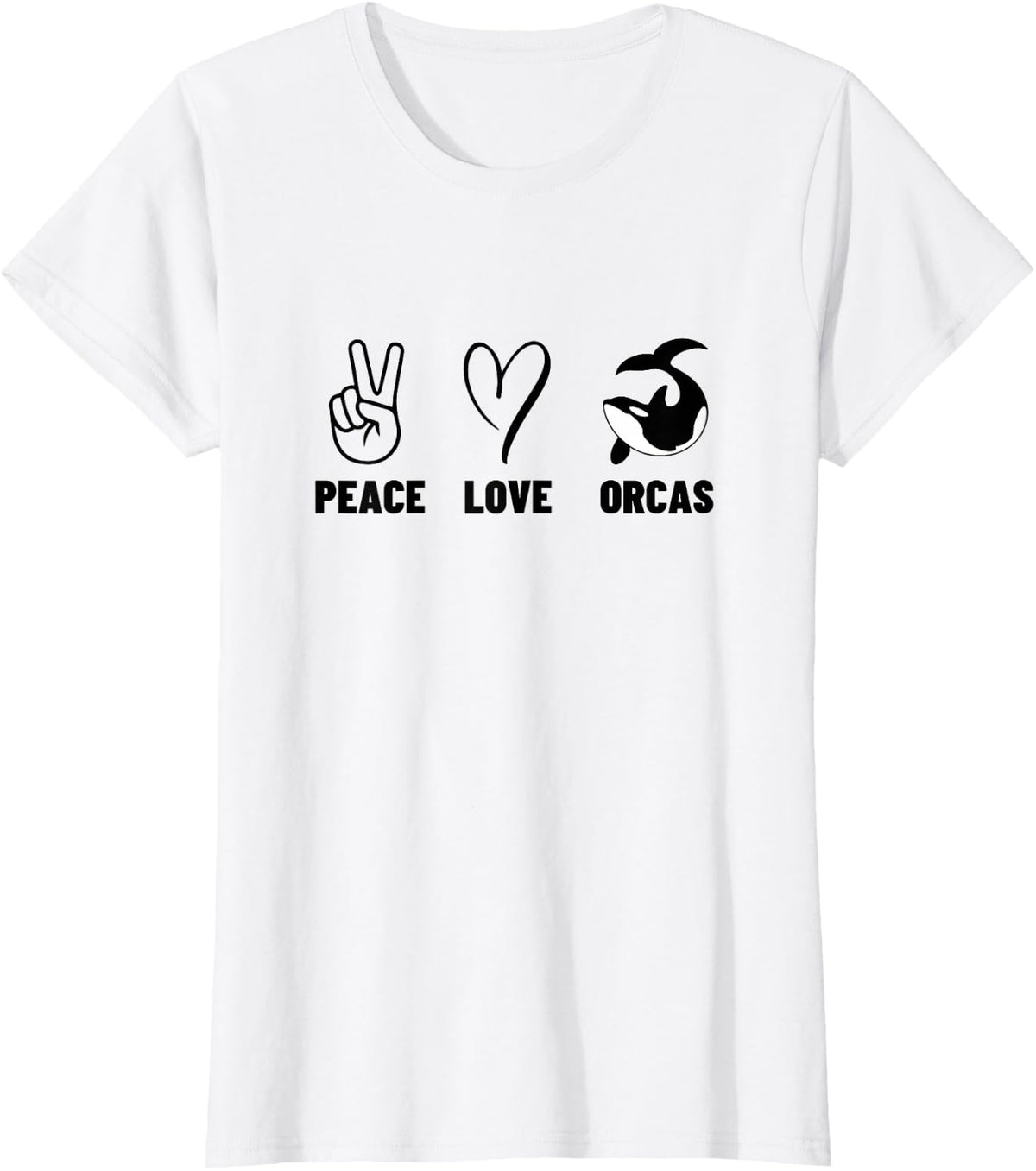 Peace Love Orcas Men Women Cute Whale Orca T-Shirt - White