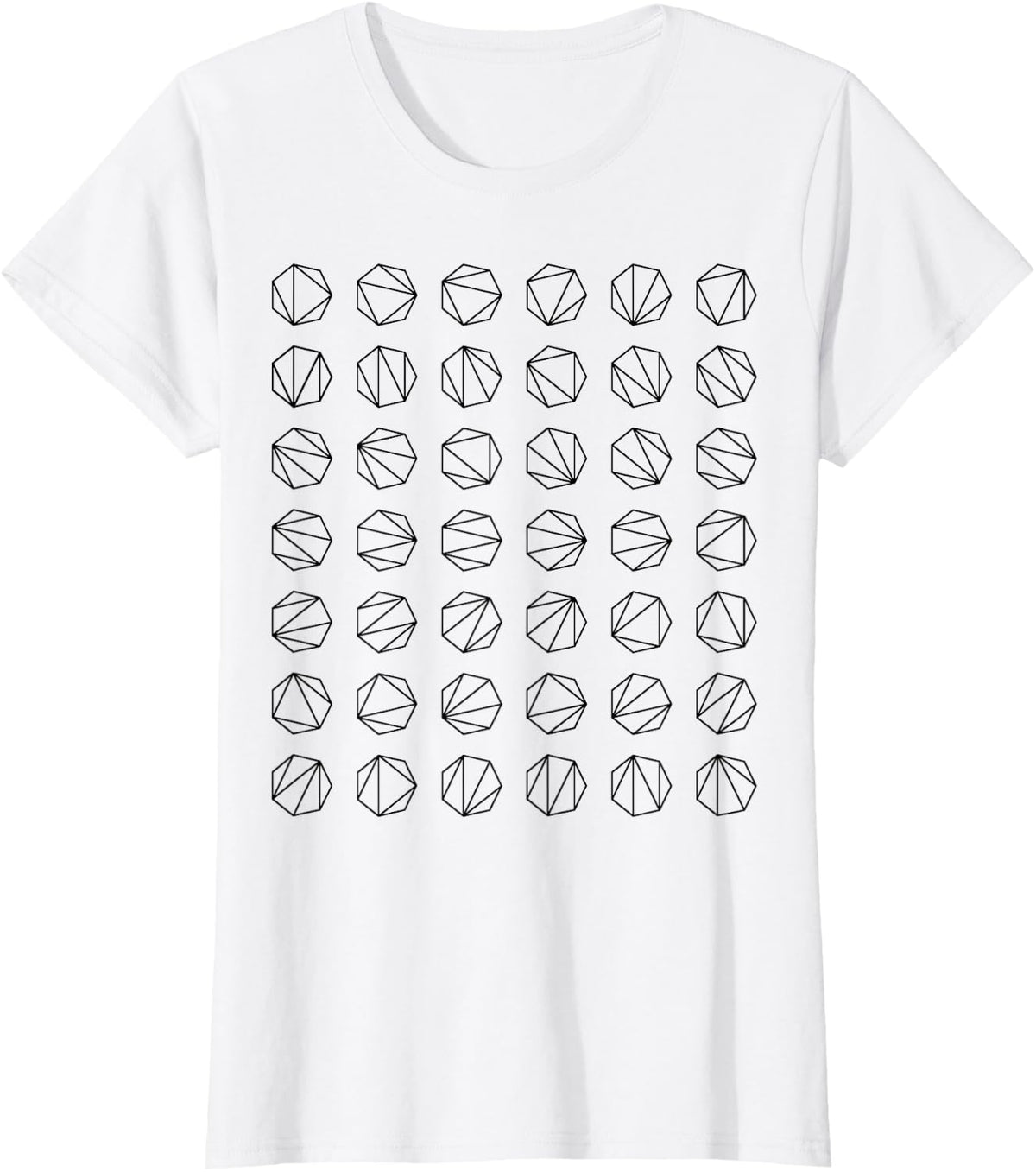 Nerdy Heptagon Triangulation Geometry Math Teacher Geeky Bk Men Women Kids T-Shirt - White