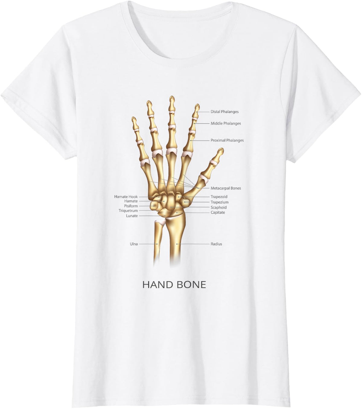Funny Anatomy Hand Bone Human Anatomical Science Education T-Shirt - White