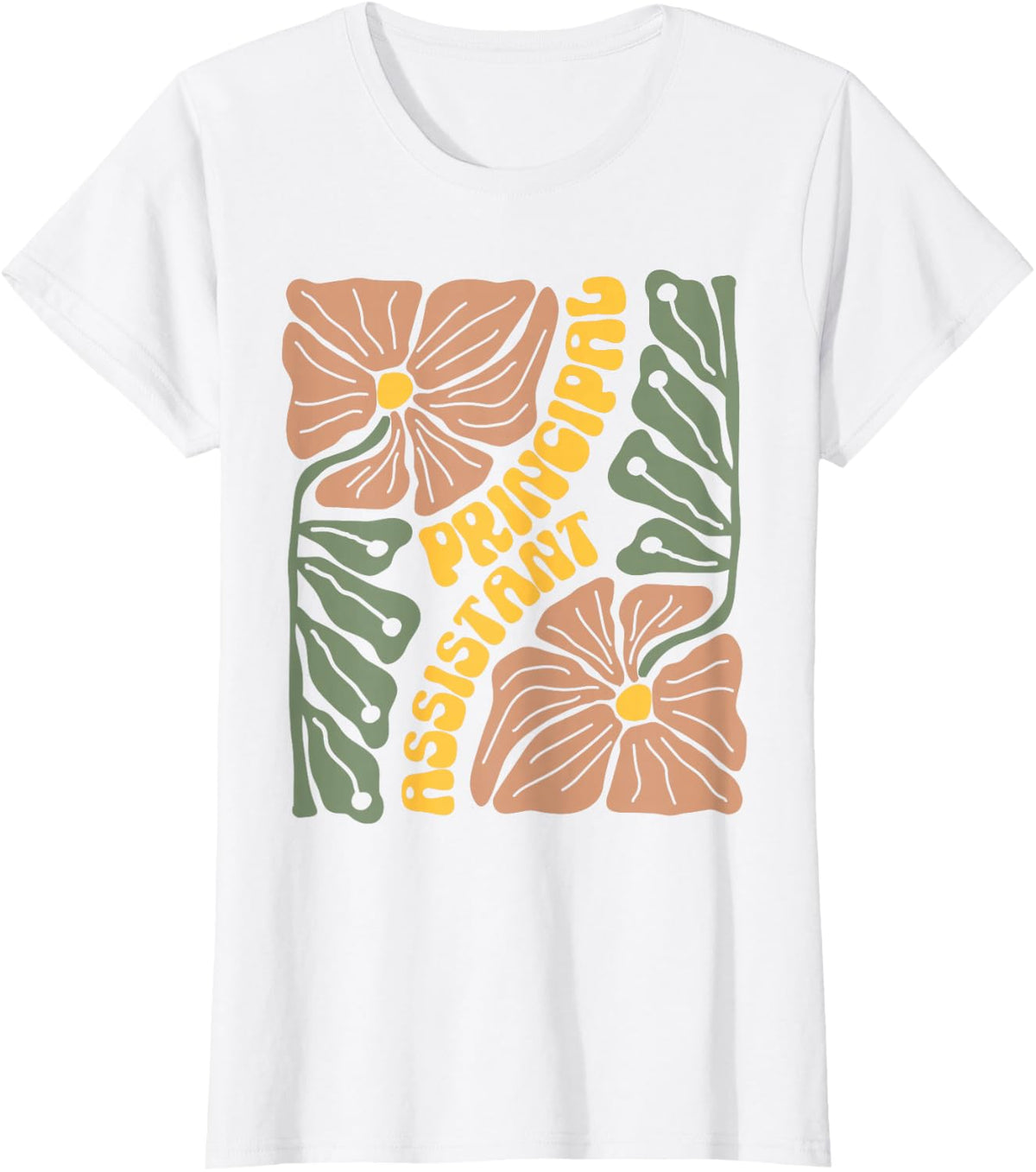 Boho Floral Assistant Principal Teacher School Worker Job T-Shirt - White