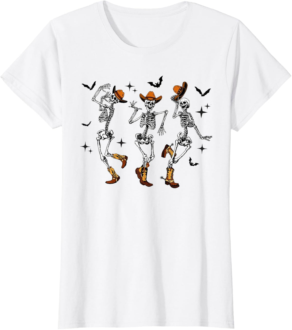 Skeleton Cowboy Dancing Halloween T-Shirt - White