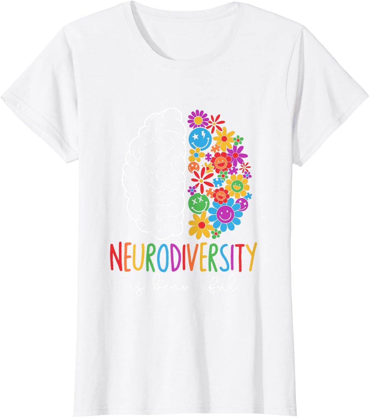 Neurodiversity Is Beautiful Flower SPED AAC Autism Awareness T-Shirt - White