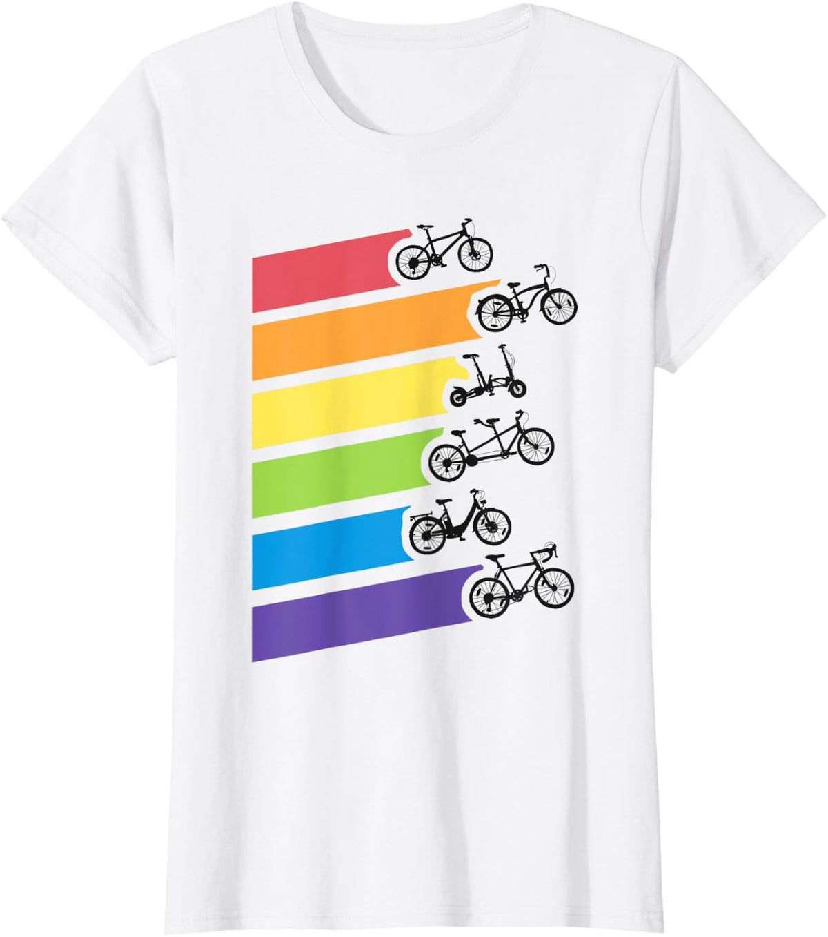 Retro Rainbow Bikes Cool Bicycle Shirts Biker Biking Pride T-Shirt - White