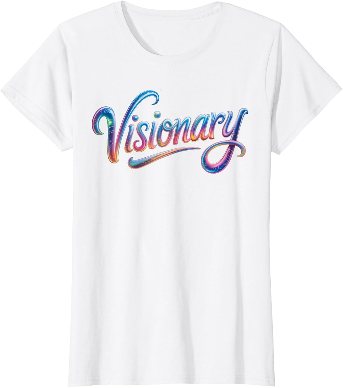 Visionary the Word Font Text Colorful T-Shirt - White