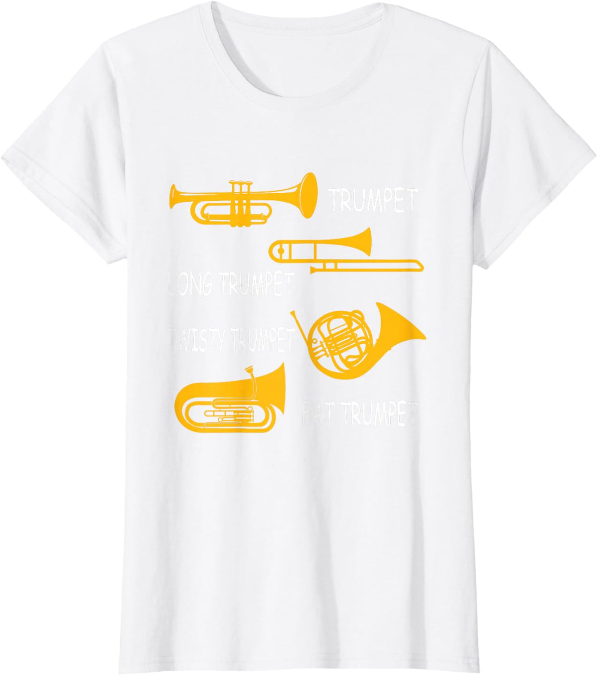 Types of Trumpet Marching Band Trumpet Player T-Shirt - White
