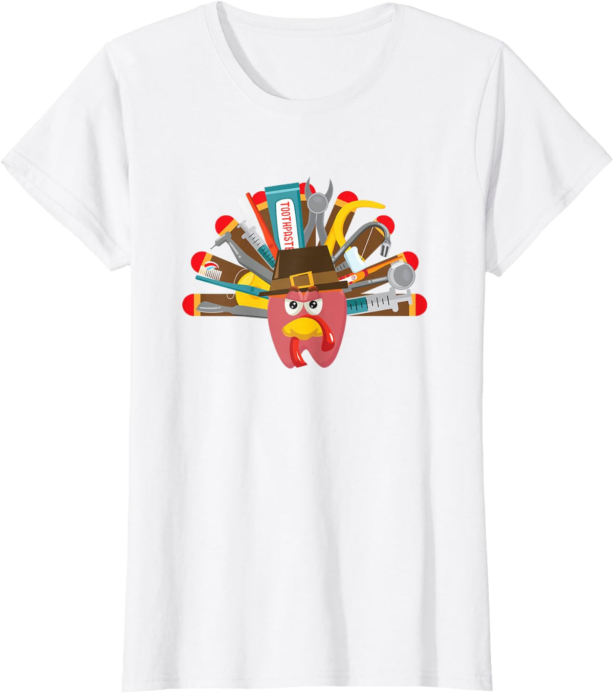 Thanksgiving Dental Hygienist Turkey Plaque Remover Tools T-Shirt - White