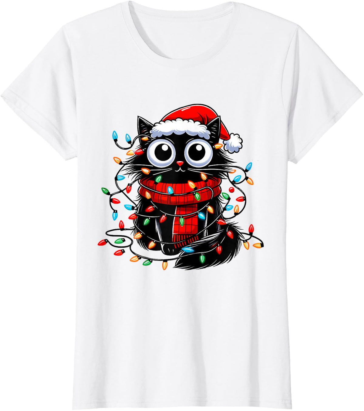 Meowy Catmas Cat Christmas Cute Kitten Cats Santa Hat Xmas Men Women Kids T-Shirt - White