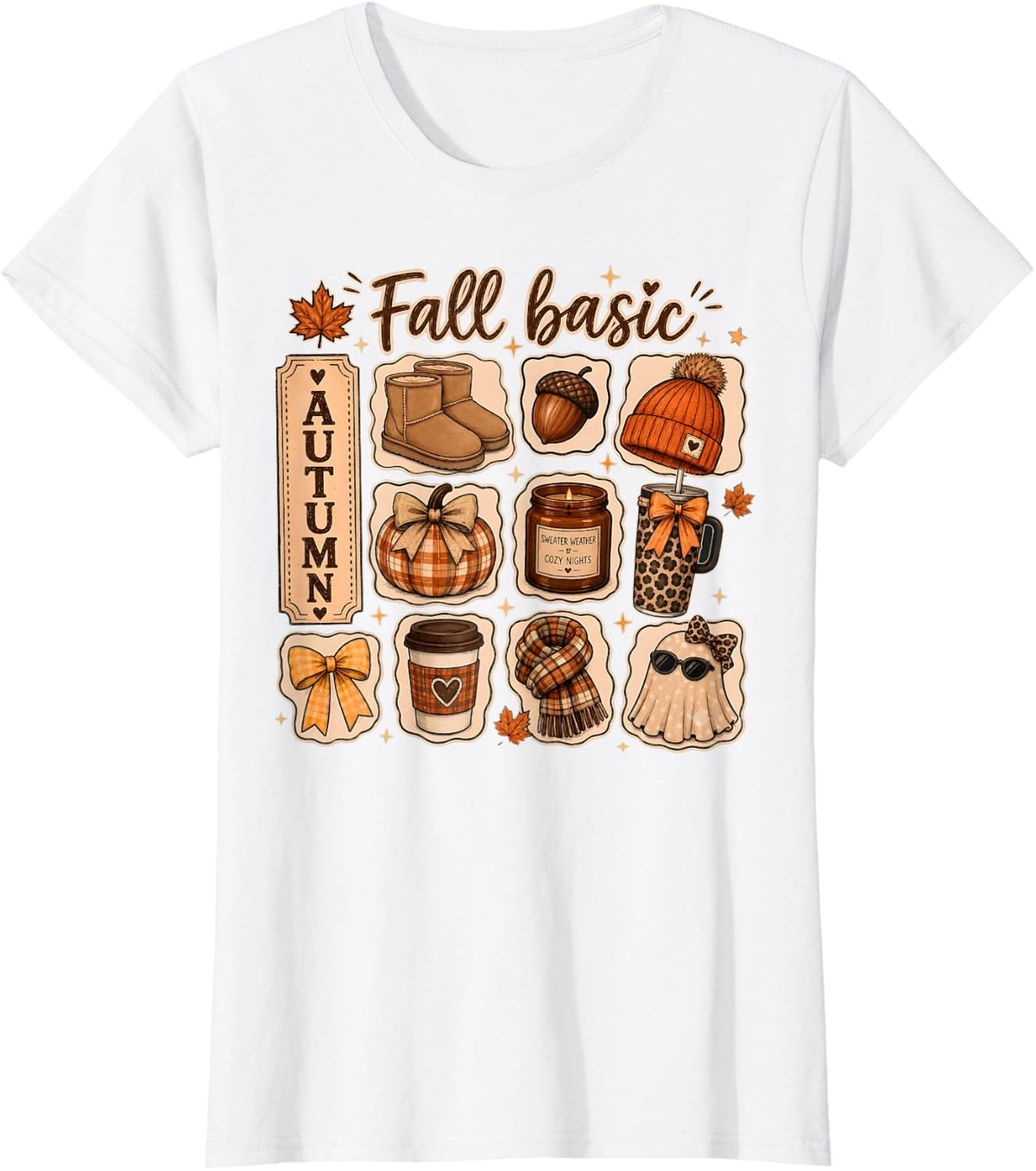 Fall Basic Thanksgiving Halloween Autumn Pumpkin Season T-Shirt - White