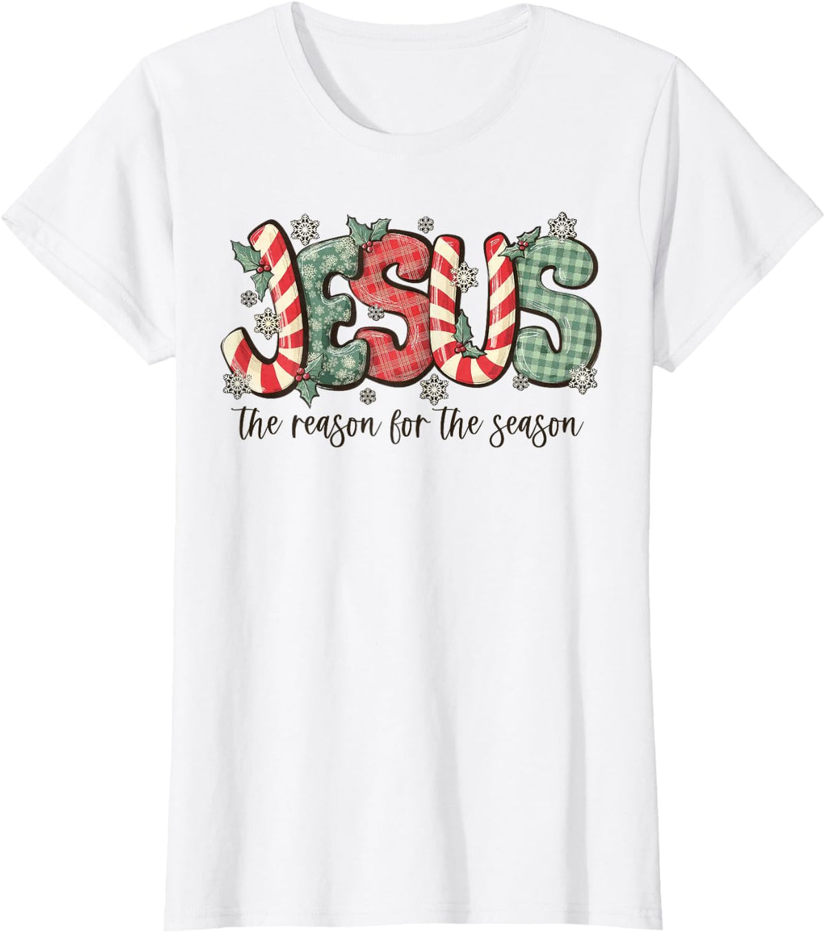 Jesus The Reason For The Season Christian Christmas T-Shirt - White