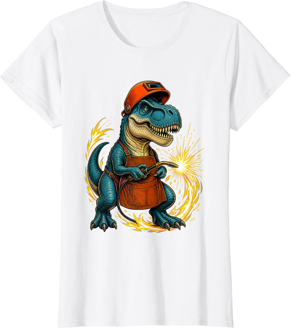 T-Rex Welder Dinosaur Funny Welding T-Shirt - White