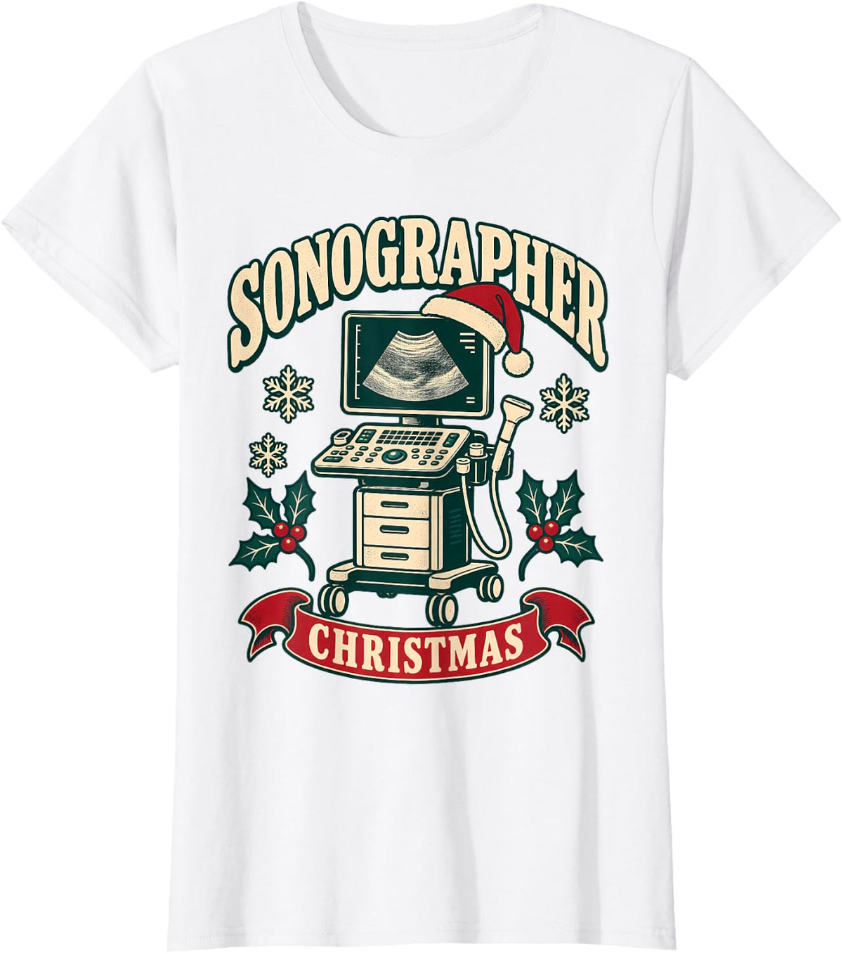 Sonographer Christmas T-Shirt - White