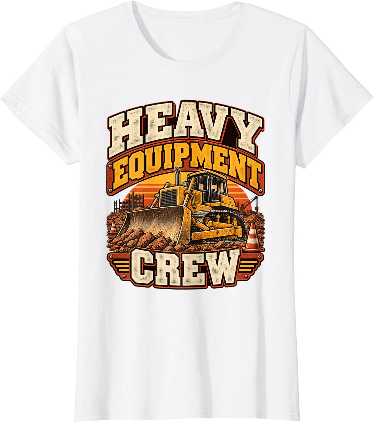 Heavy Equipment Crew Vintage Construction Operator T-Shirt - White