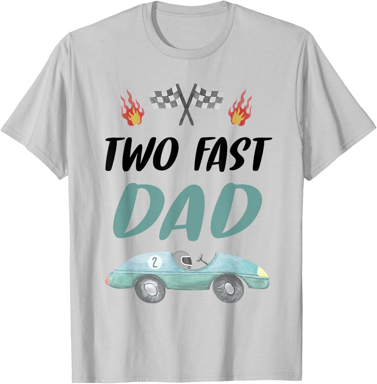 Dad Daddy 2nd Birthday Two Fast Race Car Second Bday Party T-Shirt - Silver Grey