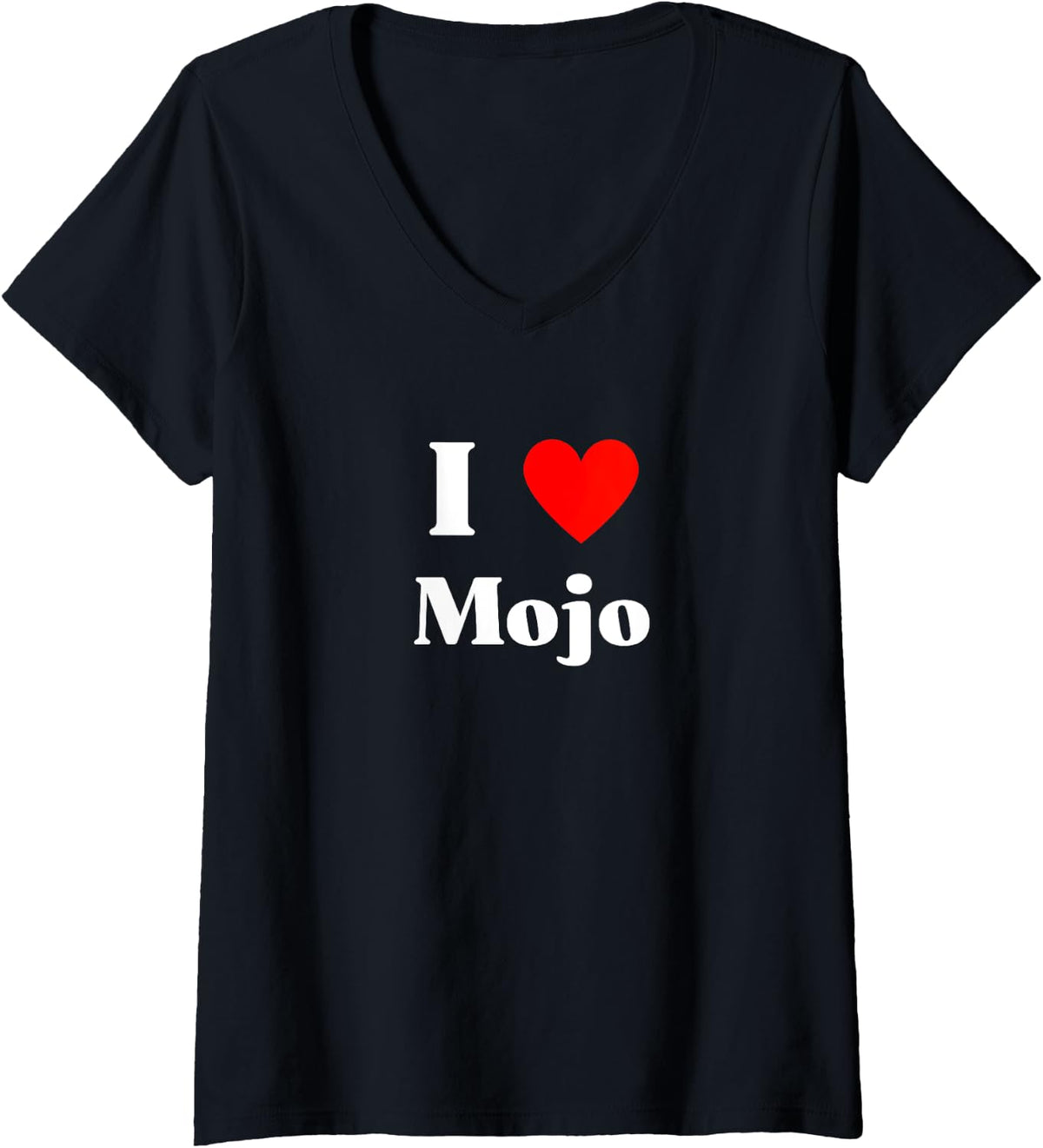 Womens Fun Graphic-I Love Mojo V-Neck T-Shirt - Black