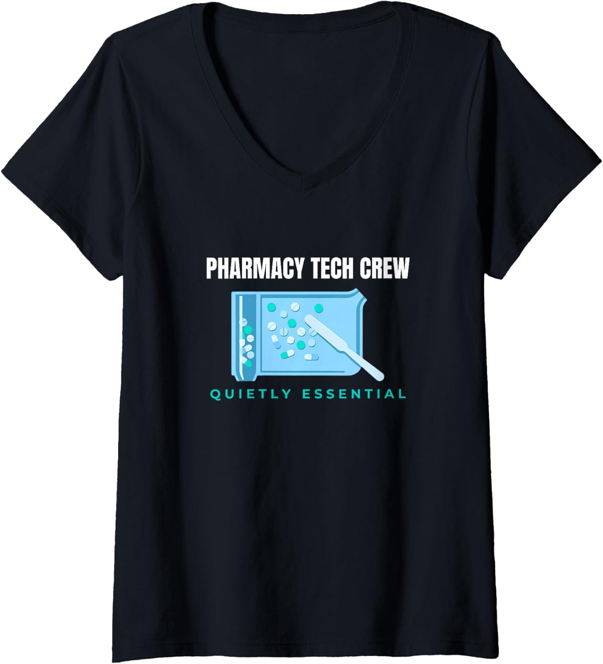 Women's Pharmacy Tech Crew Pharmacy Technician Rx Team Appreciation V-Neck T-Shirt - Black