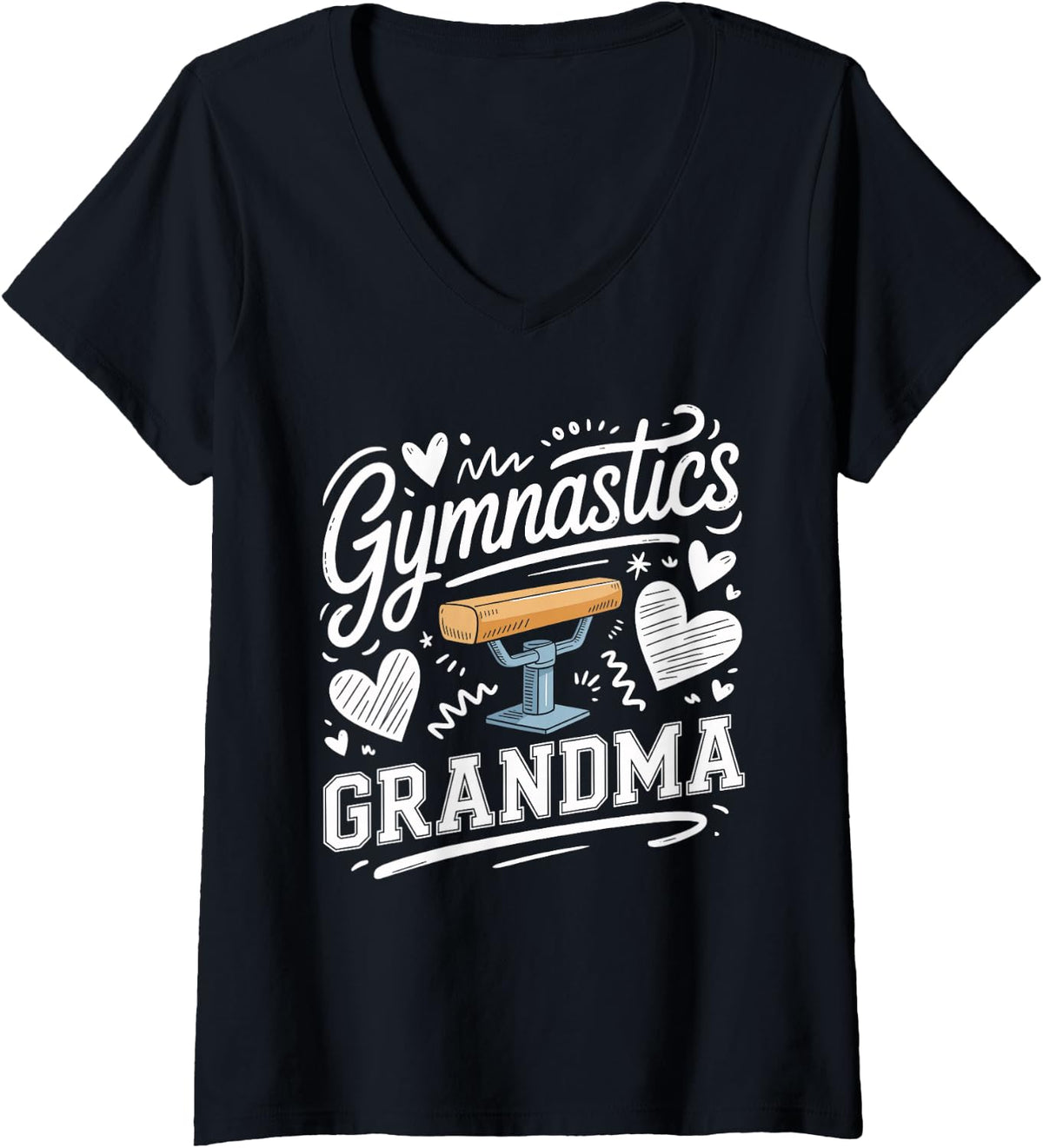 Women's Gymnastics Grandma Grandmother Gymnast V-Neck T-Shirt - Black