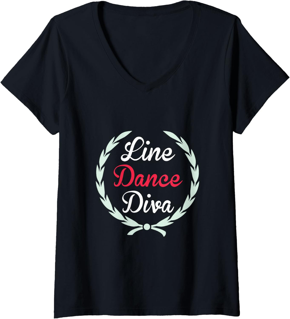 Womens Line Dance Diva Line Dancing Choregraphy Country Music V-Neck T-Shirt - Black