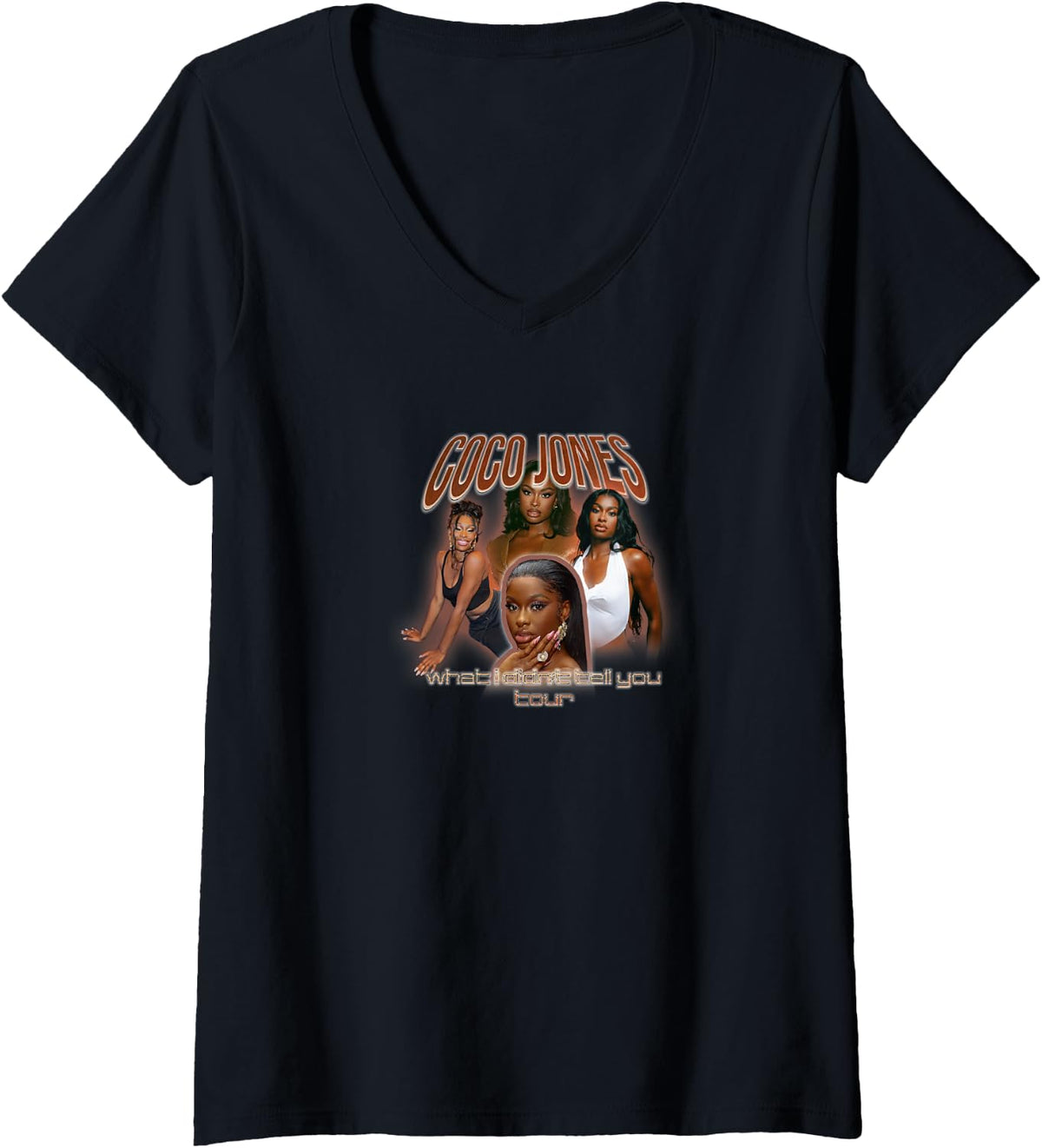 Womens Coco Jones Tour V-Neck T-Shirt - Black