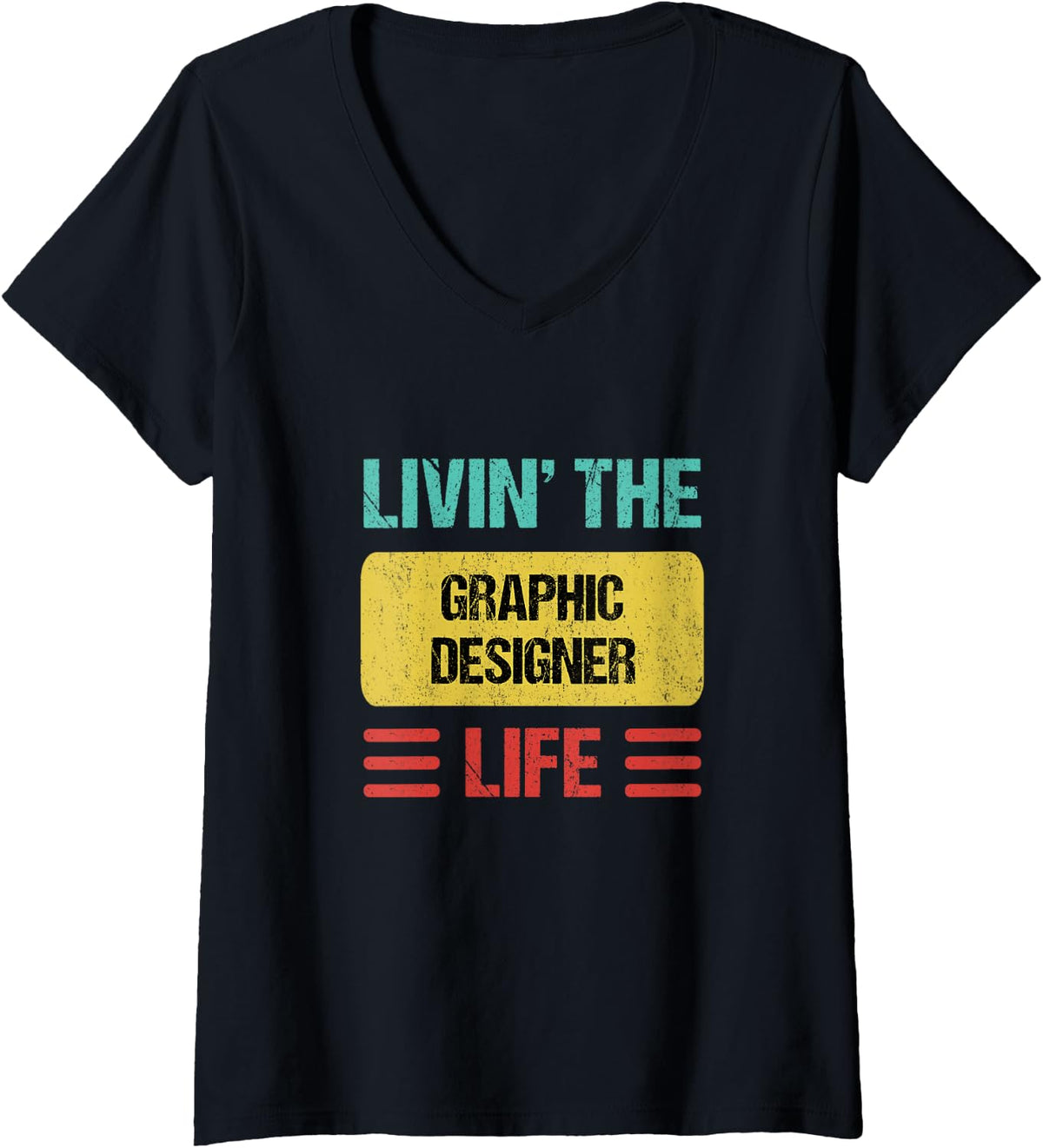Women's Graphic Designer V-Neck T-Shirt - Black