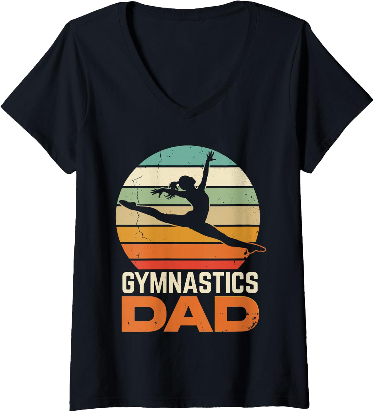 Women's Gymnastics Dad Funny Gymnast V-Neck T-Shirt - Black