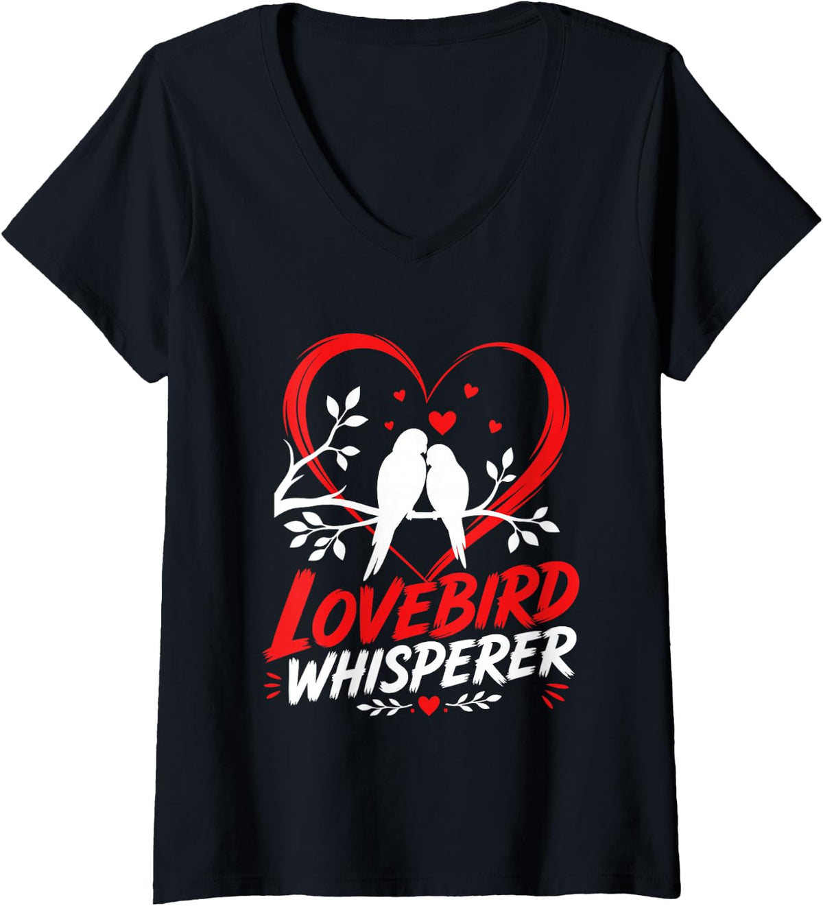 Women's Lovebirds Whisperer Bird Lover Parrot Love Bird Whisperer V-Neck T-Shirt - Black