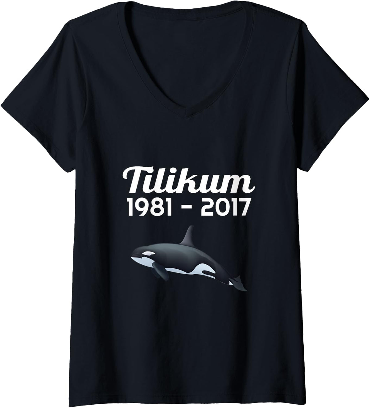 Women's Free Tilikum Save the Orca Killer Whale Shirt V-Neck T-Shirt - Black