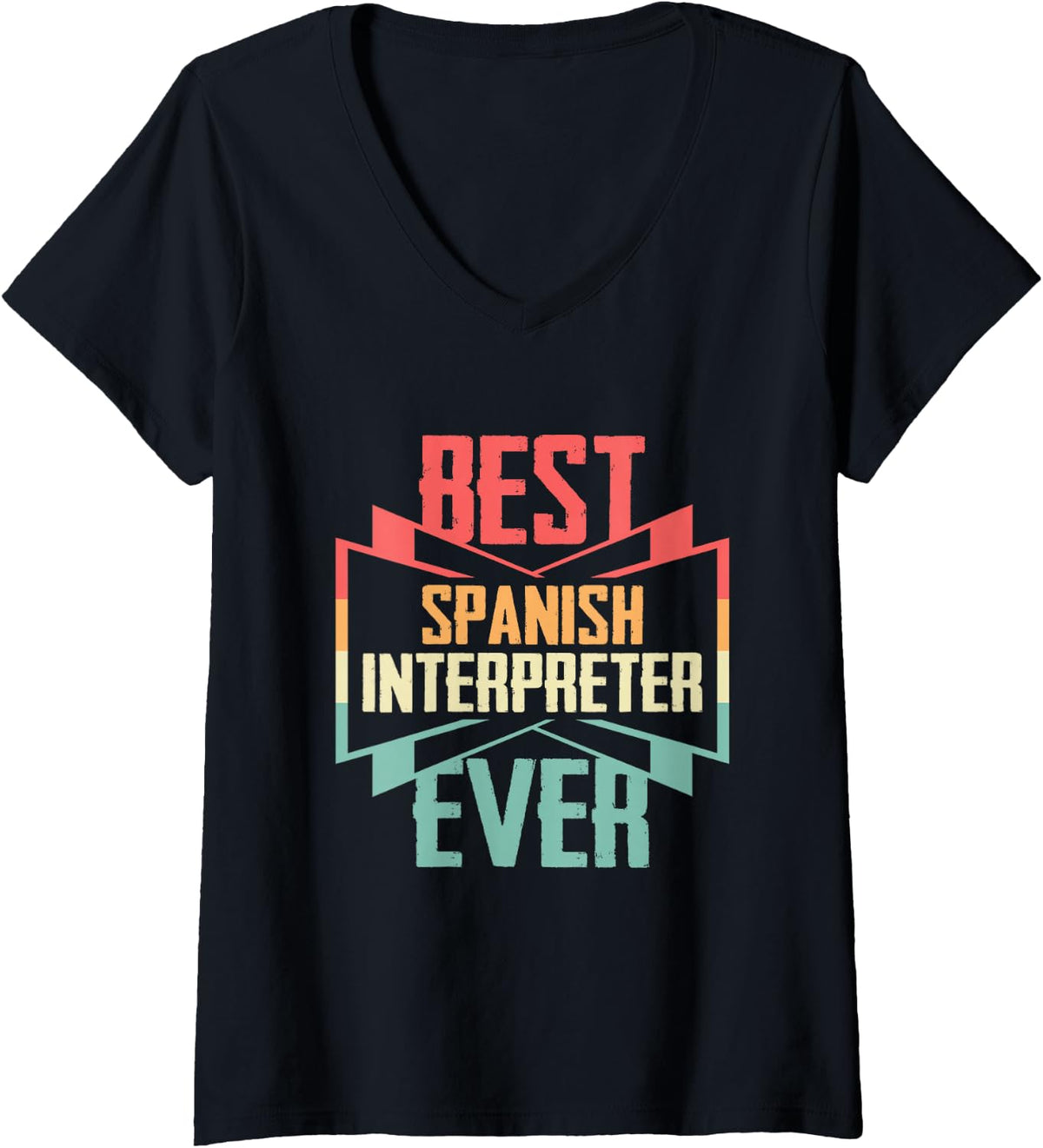 Women's Vintage Best Spanish Interpreter Ever V-Neck T-Shirt - Black
