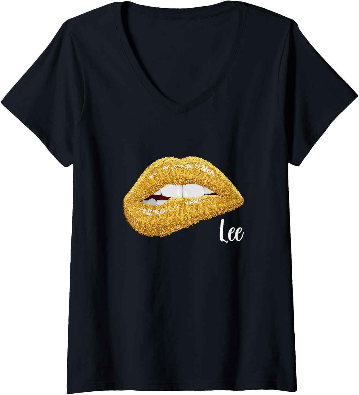 Women's Lee - First Name Gift V-Neck T-Shirt - Black