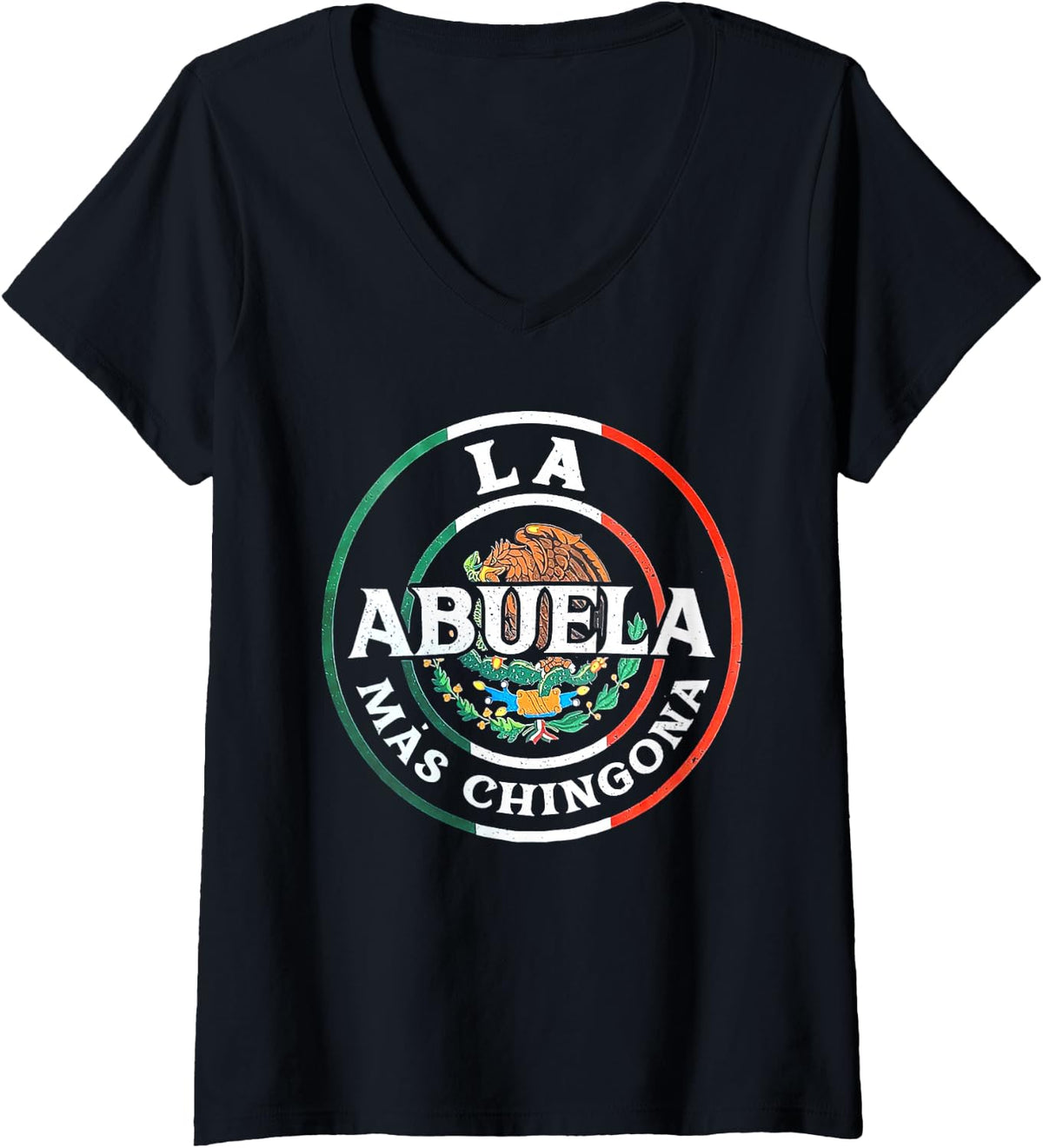 Women's La Abuela Mas Chingona V-Neck T-Shirt - Black