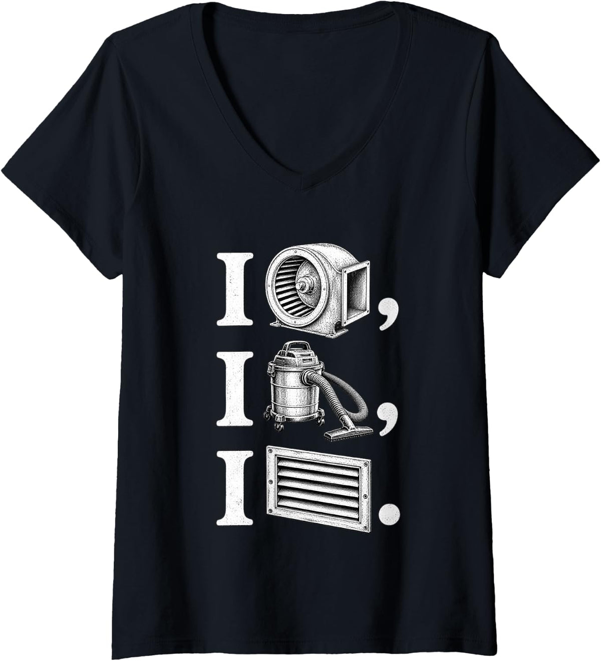 Women's Funny HVAC Tech Tools Humor AC Technician V-Neck T-Shirt - Black
