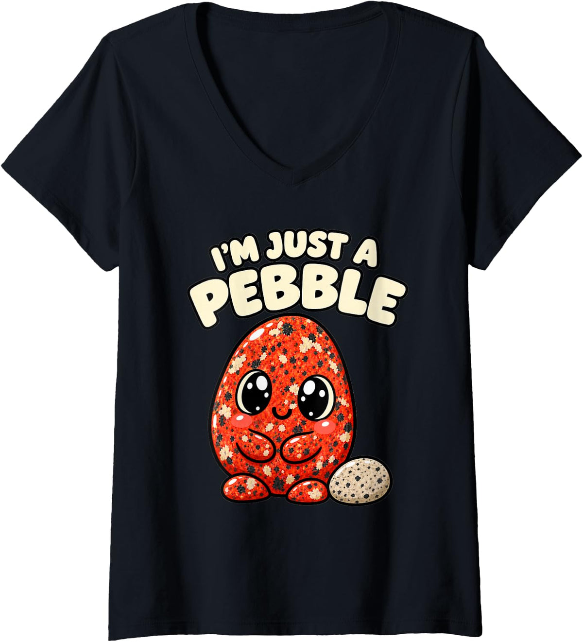 Women's Geology I'm Just A Pebble Cute Kawaii Rock Lover Women V-Neck T-Shirt - Black