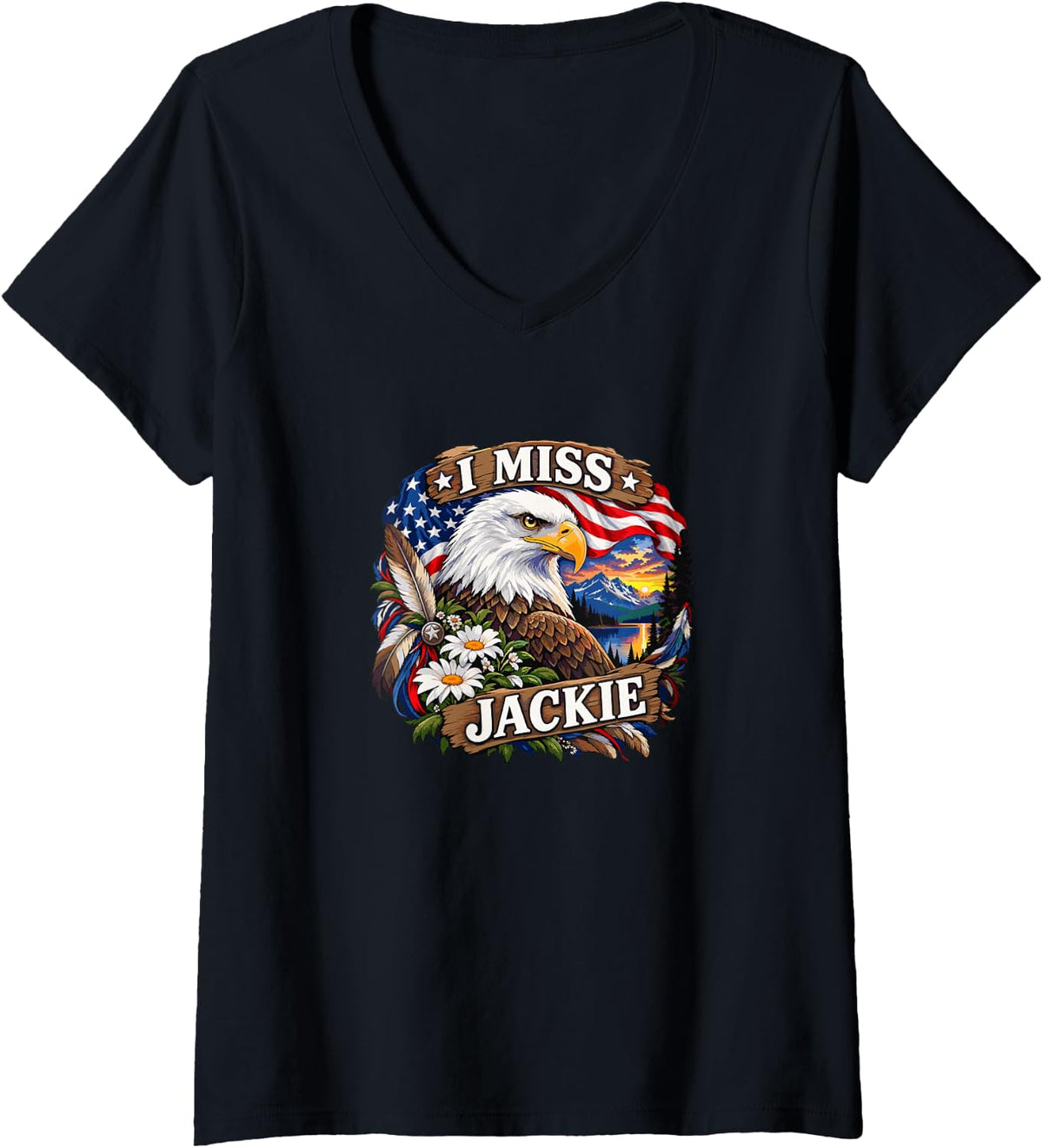 Women's I Miss Jackie - Bald Eagle - V-Neck T-Shirt - Black