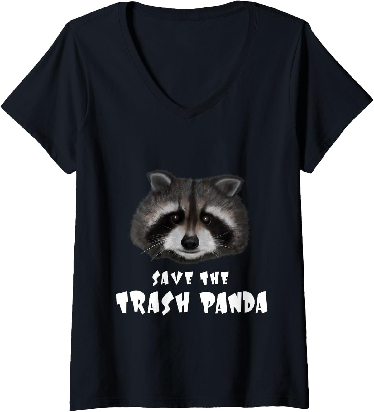 Women's Save the Trash Panda - Funny Raccoon Lover Design V-Neck T-Shirt - Black