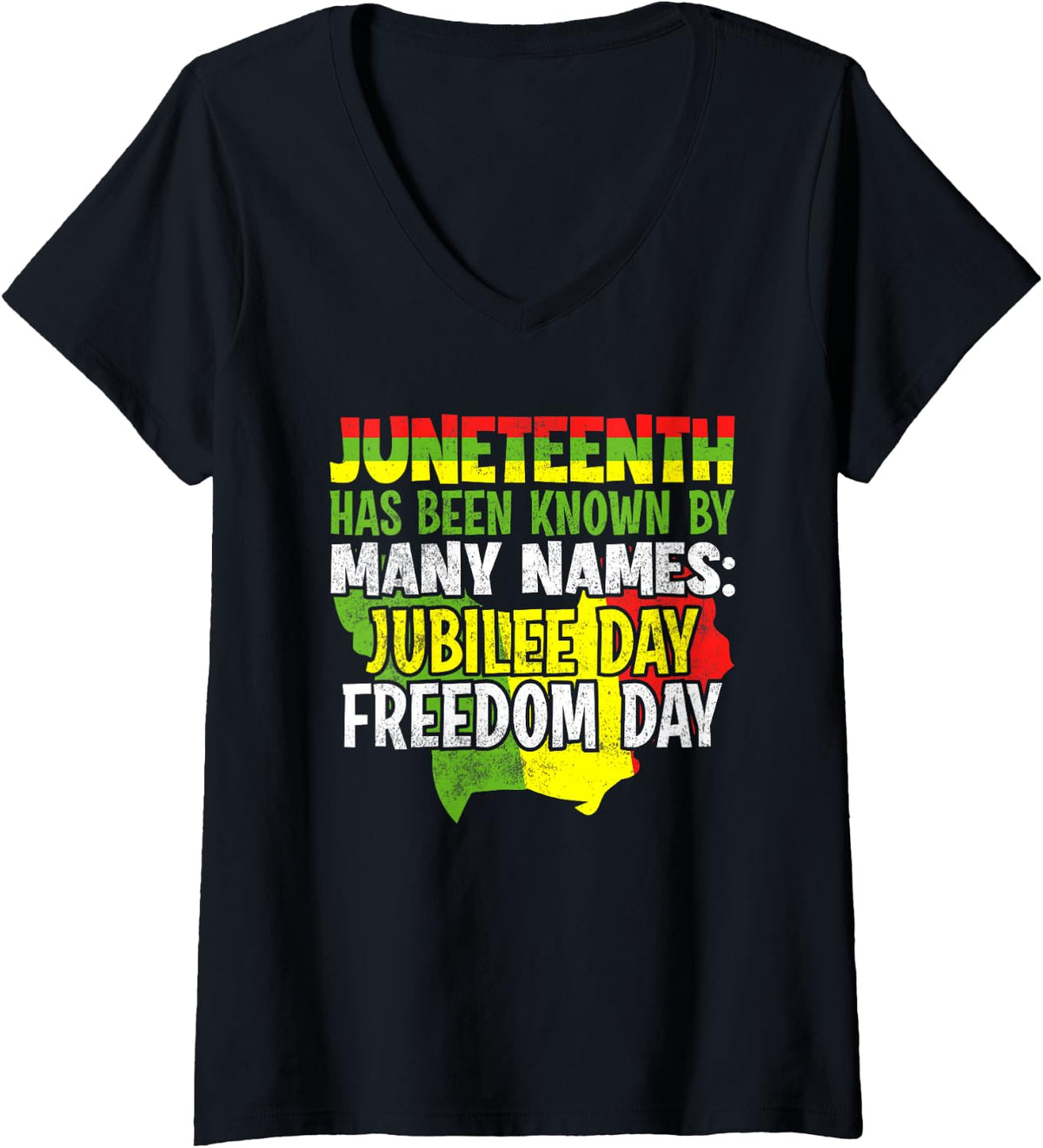 Women's Liberty Day - Junteenth V-Neck T-Shirt - Black