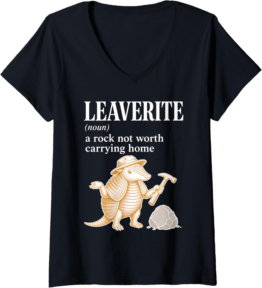 Women's Leaverite Paleontology Rockhound Geology Funny Definition V-Neck T-Shirt - Black