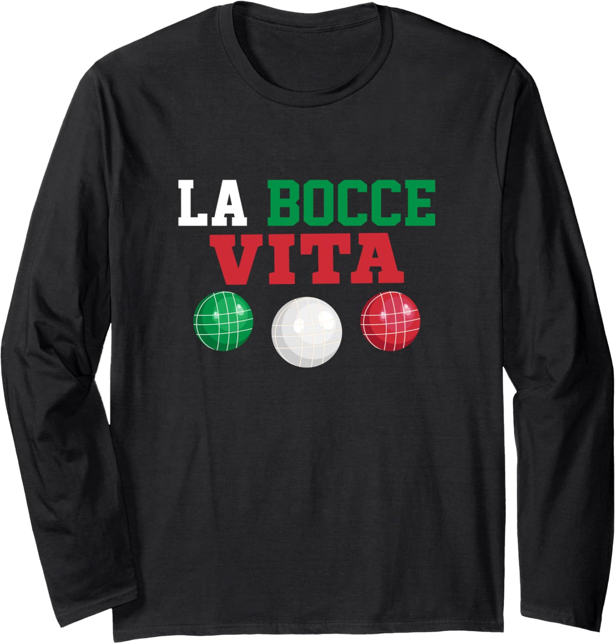 La Bocce Vita Petangue Team Player Long Sleeve T-Shirt - Adult Unisex Black