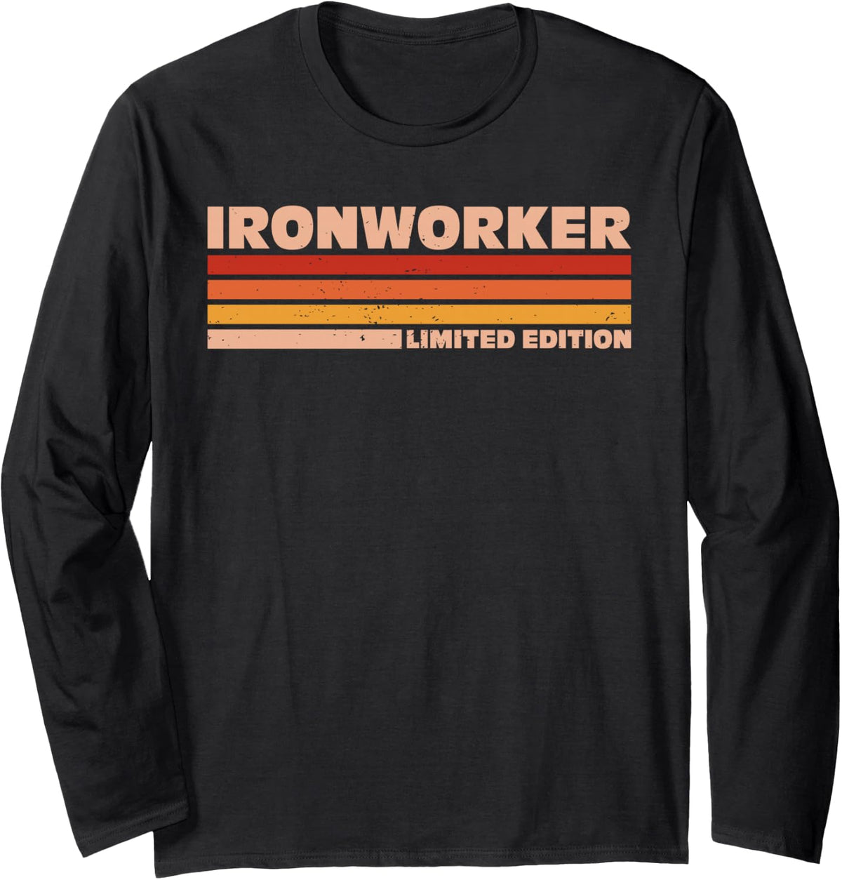 Ironworker Retro Sunrise Long Sleeve T-Shirt - Adult Unisex Black