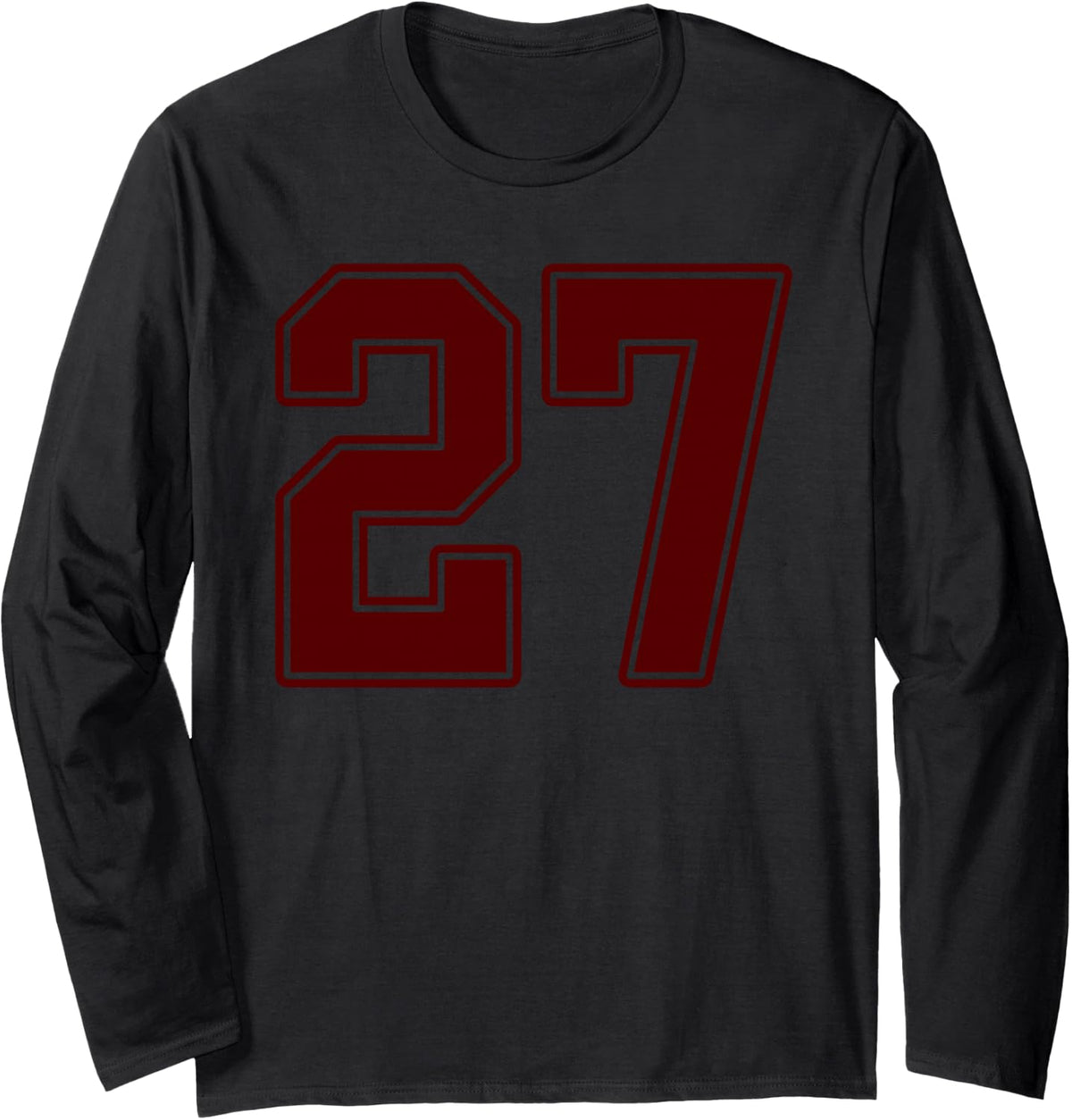 Maroon and White Number 24 Jersey Player Uniform #24 Fan Long Sleeve T-Shirt - Adult Unisex Black