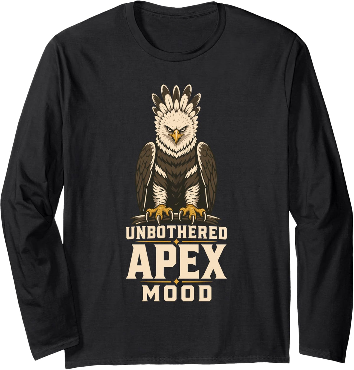 Unbothered Apex Mood Bald Eagle Bird Long Sleeve T-Shirt - Adult Unisex Black