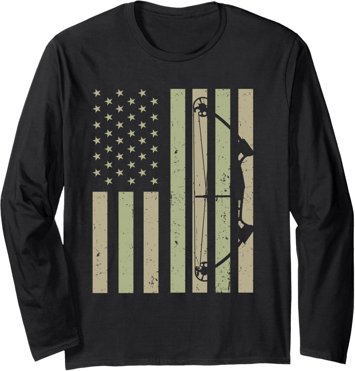 American Bowhunting Patriotic Archery Long Sleeve T-Shirt - Adult Unisex Black