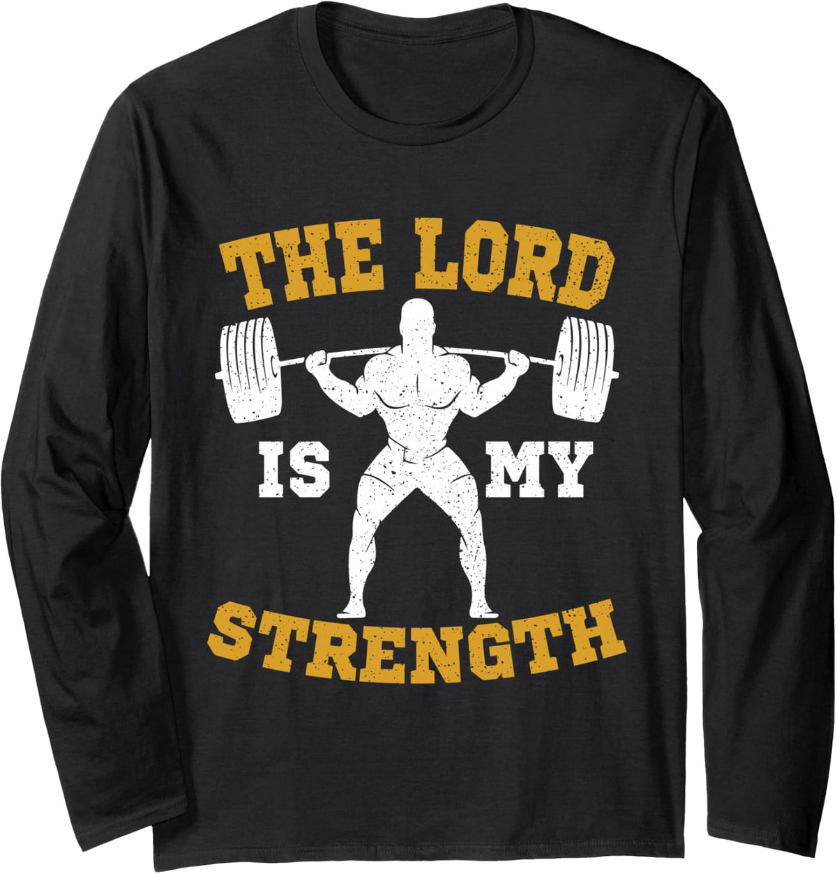 The Lord is My Strength Christian Gym Jesus Workout Gift Long Sleeve T-Shirt - Adult Unisex Black