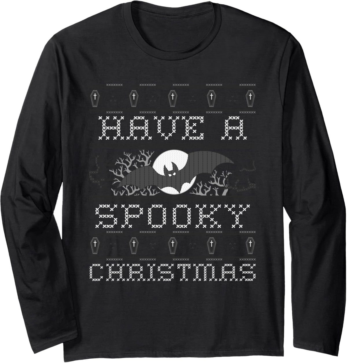 Have A Spooky Christmas Gothic Grunge Alt Christmas Ugly Long Sleeve T-Shirt - Adult Unisex Black