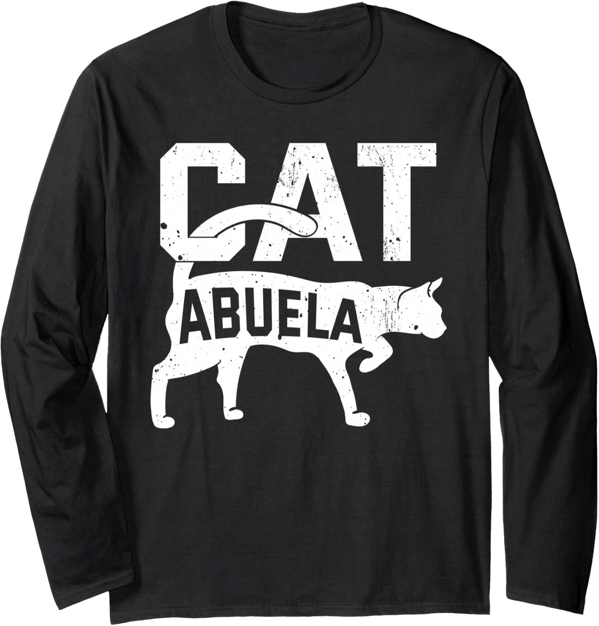 Cat Abuela Kitten Pet Owner Meow Mother's Day Long Sleeve T-Shirt - Adult Unisex Black