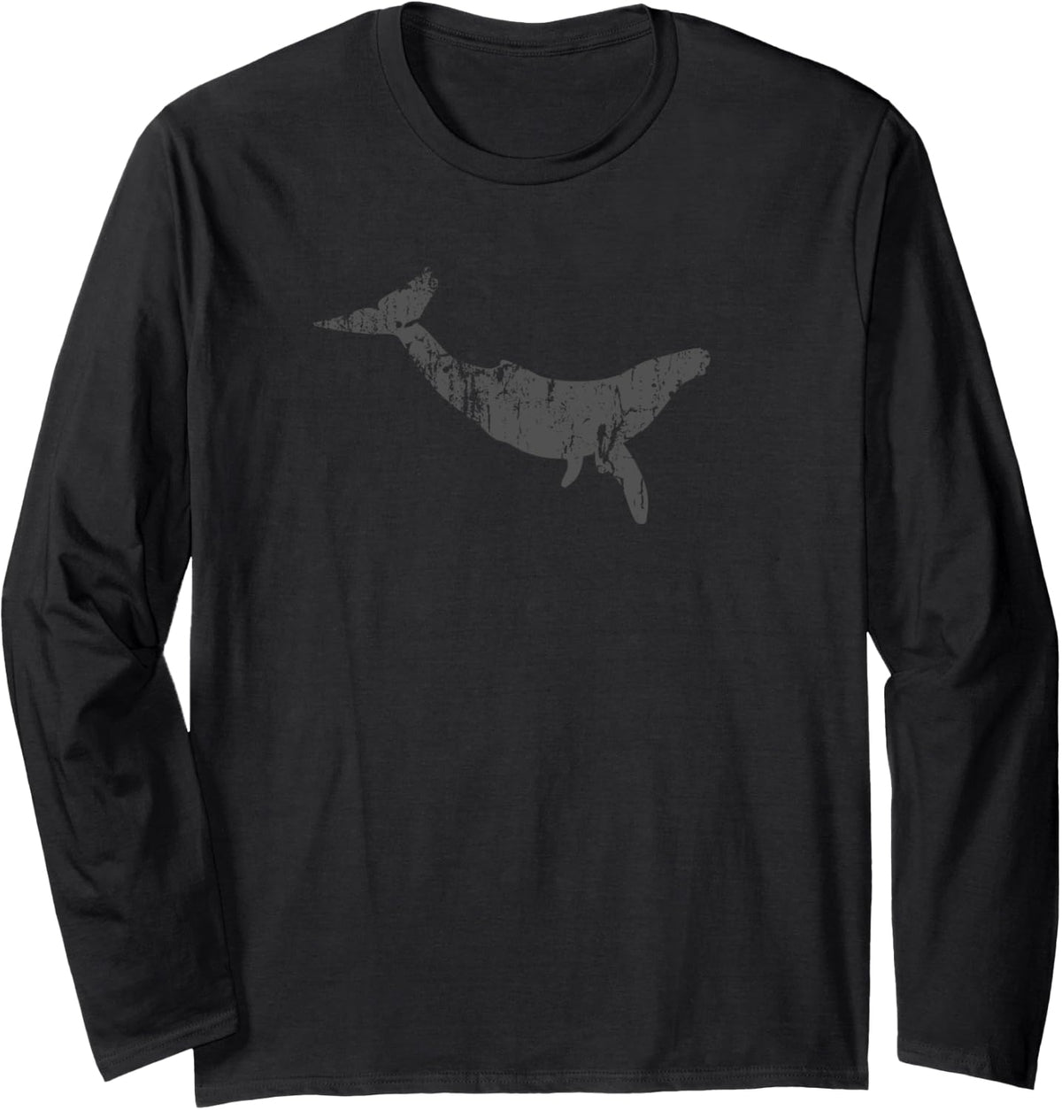 Humpback Whale Vintage Design - Humpback Whale Print Long Sleeve T-Shirt - Adult Unisex Black