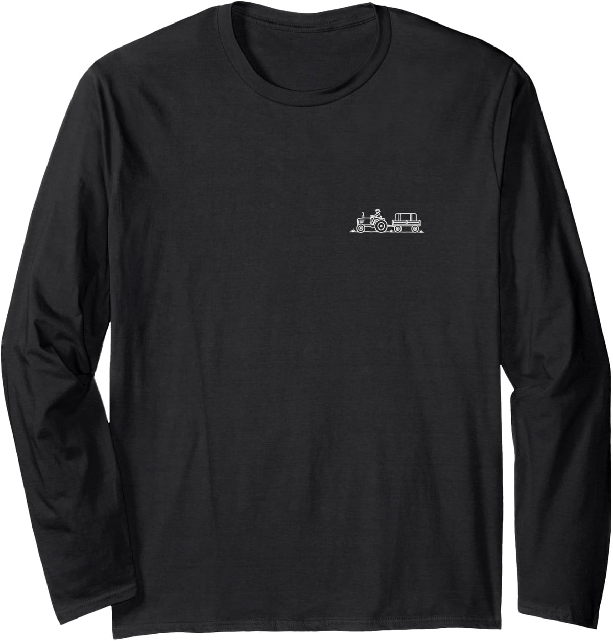 Tractor Tiny Hobby Scene Minimalist Farm Design Long Sleeve T-Shirt - Adult Unisex Black